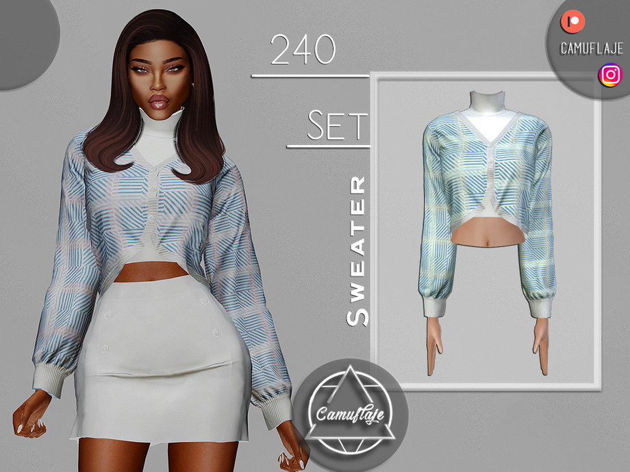 The Sims Resource - SET 240 - Plaid Sweater & Turtleneck