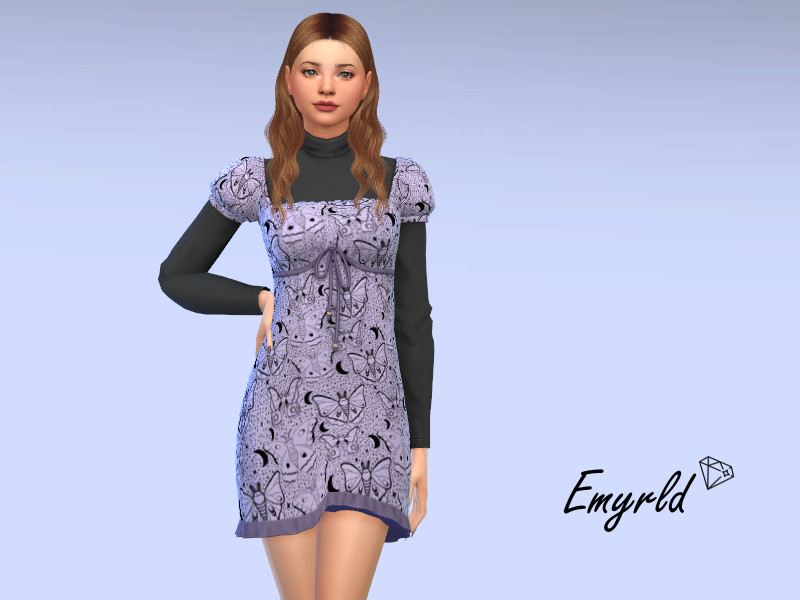 Sims 4 The Sims Resource | Purple Moth Layers Dress (requires High School Years) by TSR Creator