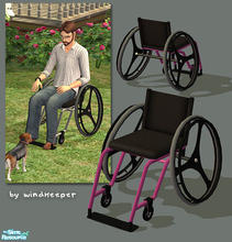 Sims 2 — Modern Wheelchair - pink frame by Windkeeper — Recolor for modern wheelchair mesh from this set. Requires that