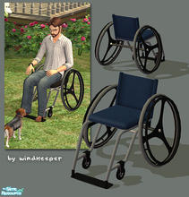 Sims 2 — Modern Wheelchair - blue seat by Windkeeper — Recolor for modern wheelchair mesh from this set. Requires that