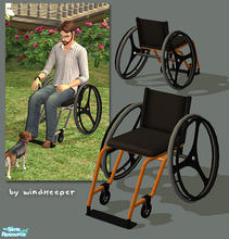 Sims 2 — Modern Wheelchair - orange frame by Windkeeper — Recolor for modern wheelchair mesh from this set. Requires that