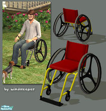 Sims 2 — Modern Wheelchair - yellow frame by Windkeeper — Recolor for modern wheelchair mesh from this set. Requires that