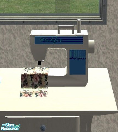 Sims 2 — Issy\'s Sewing Room - Sewing Machine by Riverwillows — A lovely sewing room, in blues and florals, made