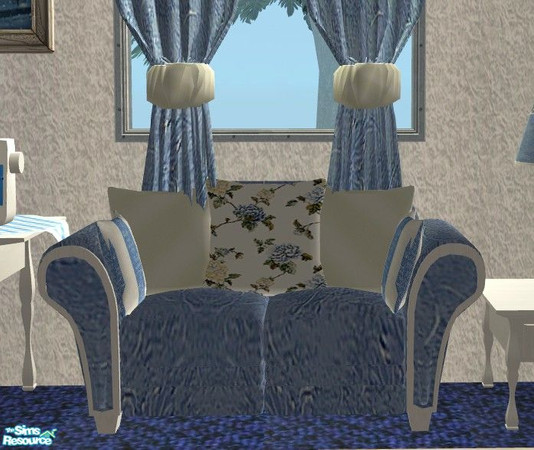 Sims 2 — Issy\'s Sewing Room - Loveseat by Riverwillows — A lovely sewing room, in blues and florals, made especially for