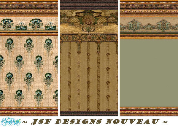 Sims 2 — jsf Designs Nouveau by jsf — Three walls using the bold patterns of the Art Nouveau period of the late 19th