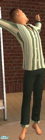 Sims 2 — Mr Conseravtive - Emerald Stripes by MsPixie618 — Modest PJ's for those shy sims who prefer to stay covered.