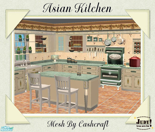 Sims 2 — Judy AsianKitchen Recolor Set by judyhugsnoopy — Recolor of "Cashcraft Victorian Kitchen Whole Set"