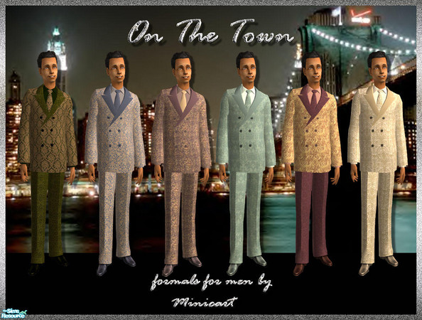 Sims 2 — On the Town by minicart — Set of smart formal wear for men.