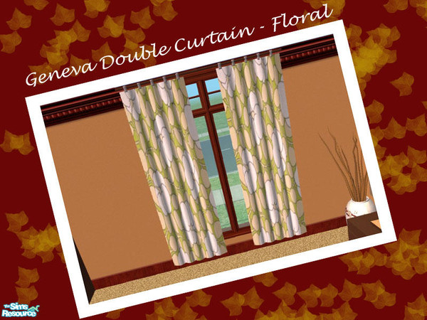 Sims 2 — Geneva Double Curtain - Floral by Shakeshaft — Part of a recolour set of my Geneva Bedroom, in a glossy dark