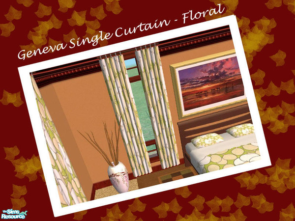Sims 2 — Geneva Single Curtain - Floral by Shakeshaft — Part of a recolour set of my Geneva Bedroom, in a glossy dark