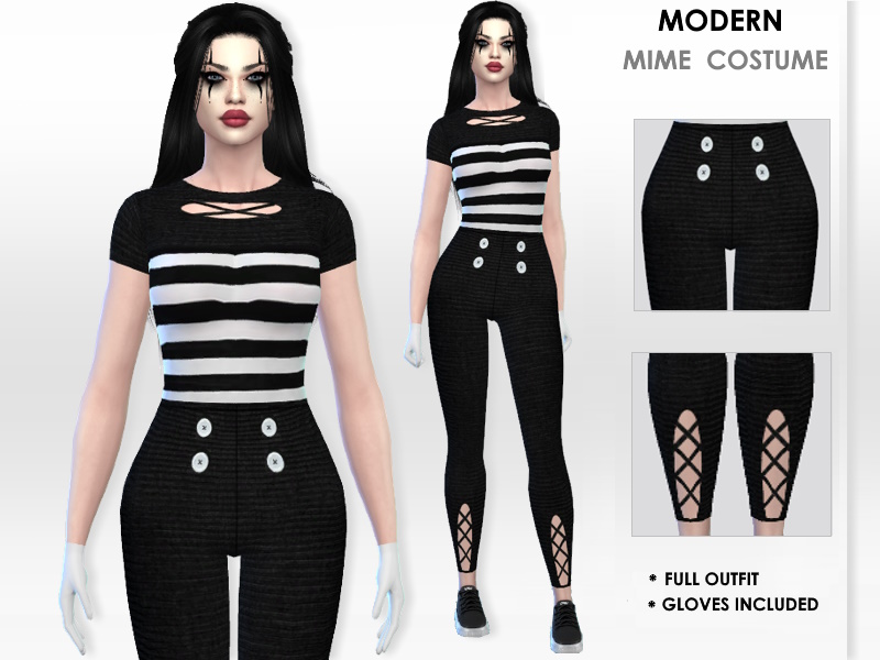 The Sims Resource - Modern Mime Costume