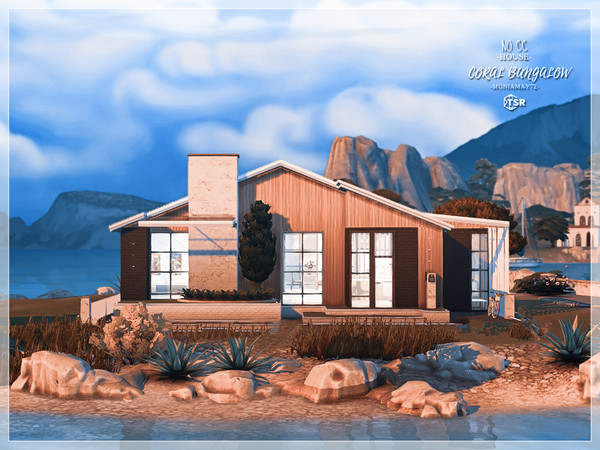 Sims 4 — Coral Bungalow No CC Lot by Moniamay72 — This is a beautiful Family House perfect for a family of four. Lot