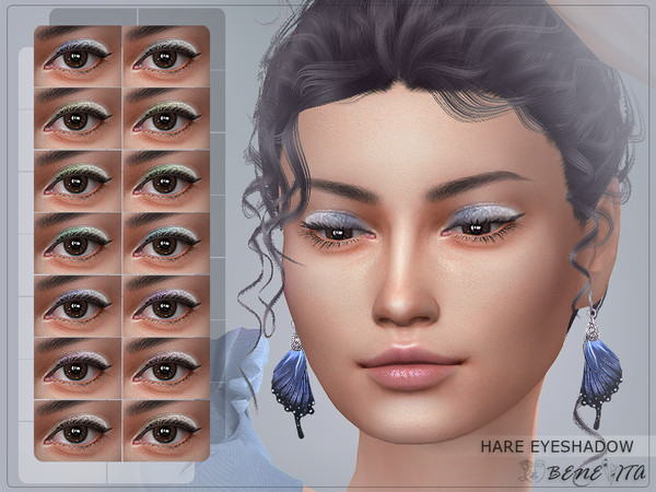 Sims 4 — Hare Eyeshadow [HQ] by Benevita — Hare Eyeshadow Makeup Category HQ Mod Compatible 14 Swatches For Female (Teen