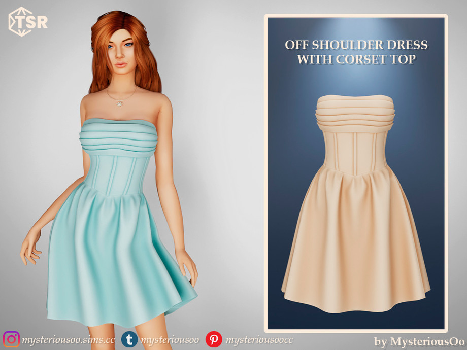 The Sims Resource - Off shoulder dress with corset top