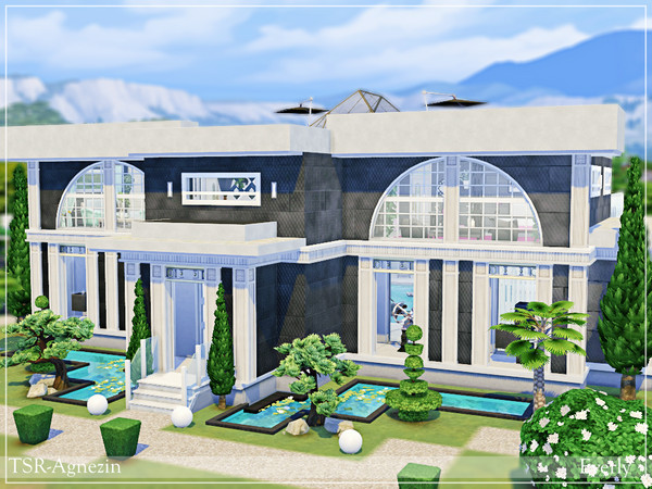 Sims 4 — Everly-no cc by Agnezin — A large villa in a modern style. It has four bedrooms and four bathrooms. There is a