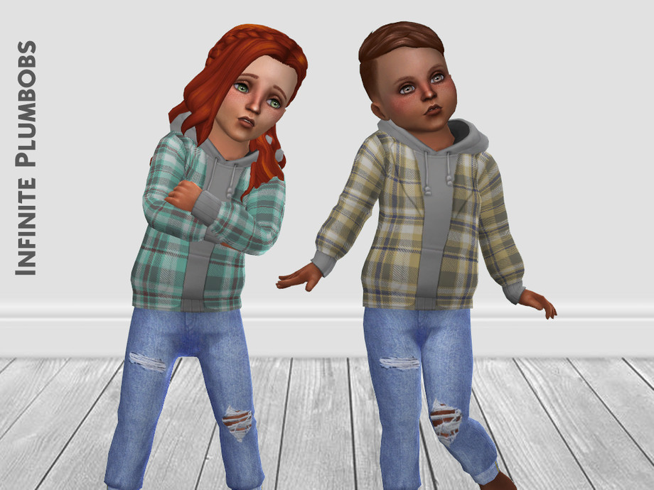 The Sims Resource - Toddler Plaid Jacket with Hoodie