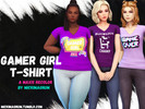 Sims 4 — Gamer Girl T-Shirt by mickimagnum — -Recolor of Maxis Base Game V-Neck T-Shirt -Designs & Color Palette by