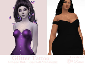 Sims 4 — Glitter Tattoos Set (Upper Arm Left and Upper Back Category) by Dissia — Glitter shine for sim body and face