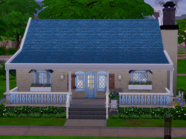 Sims 4 — Small Cottage - Porches - (no cc) by facsimile_as — Small 2 bed 1 bath house with covered porch in front and