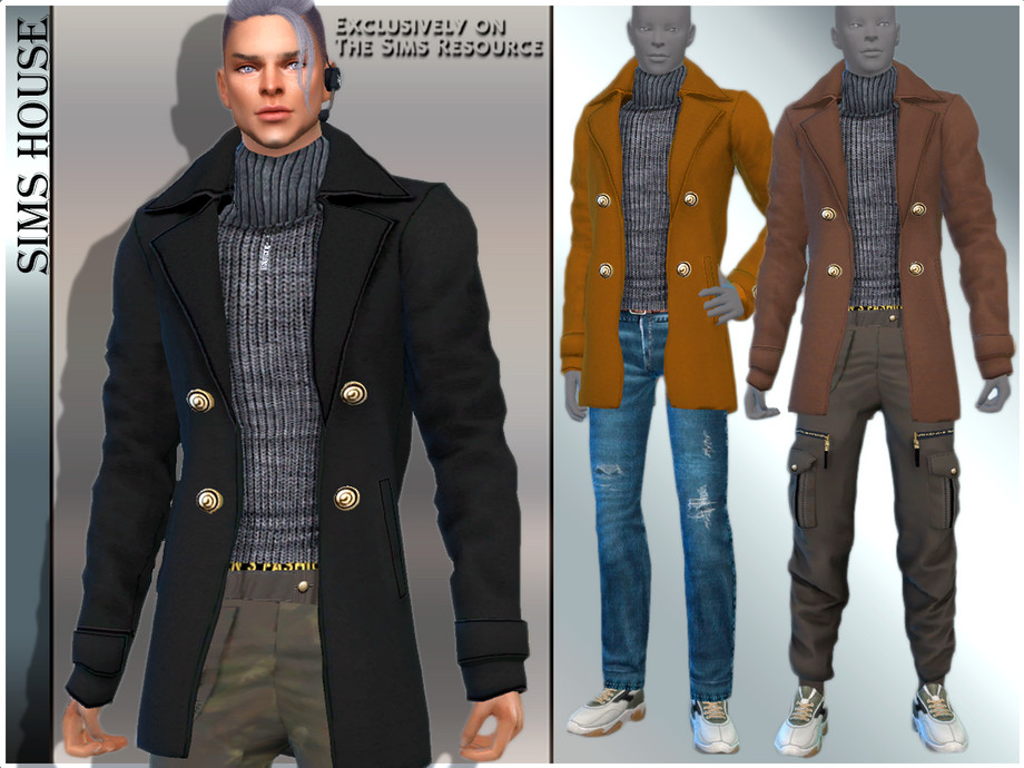 The Sims Resource - MEN'S DOUBLE BREASTED COAT