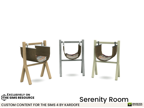 Sims 4 — Serenity Room Magazine rack by kardofe — Magazine rack in wood and leather, in three colour options