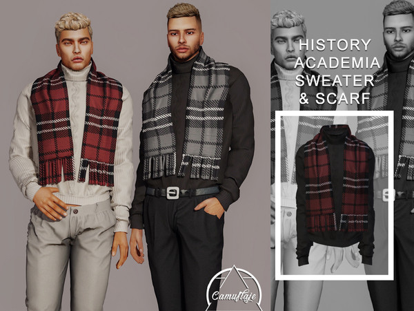Sims 4 — [PATREON] History Academia - Sweater & Scarf *Early Access* by Camuflaje — * New mesh * Compatible with the
