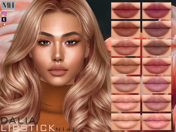 Sims 4 — [Patreon] Dalia Lipstick N141 by MagicHand — Soft matte lips in 21 colors - HQ Compatible. Preview - CAS
