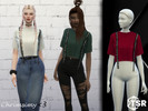 Sims 4 — Top With Straps by chrimsimy — A short t-shirt with accent straps on the front! Comes in different colors with