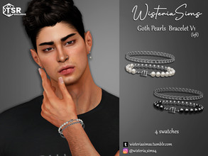 Sims 4 — Goth Pearls Bracelet v1 (left) by WisteriaSims — **FOR MEN **NEW MESH *TEEN TO ELDER - Bracelet Category (wrist