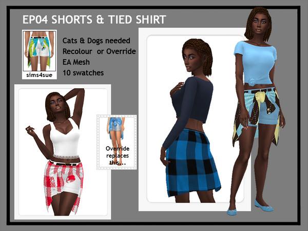 The Sims Resource - EP04 Shorts & Tied Shirt