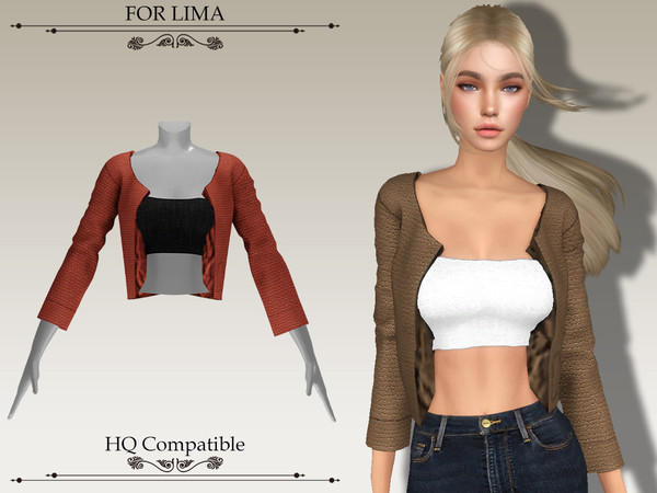 Sims 4 — Top 51 by ForLima — 8 Colors HQ Compatible All LOD's New Mesh Custom Thumbnail