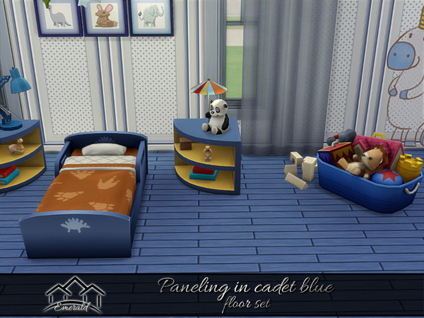Sims 4 — PanelingCadetBlueFloors_4 by Emerald — Add interesting and elegance to your rooms.