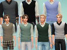 Sims 4 — Collared Shirt with Vest by KxniginSara — Collared Shirt with Vest