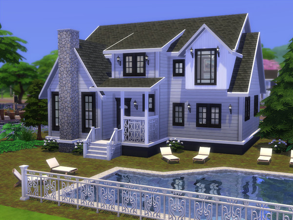 Sims 4 — Villa Sarah by gabi892 — Family Villa on 2 floors First Floor : Open Concept Living, Kitchen and Dining room,