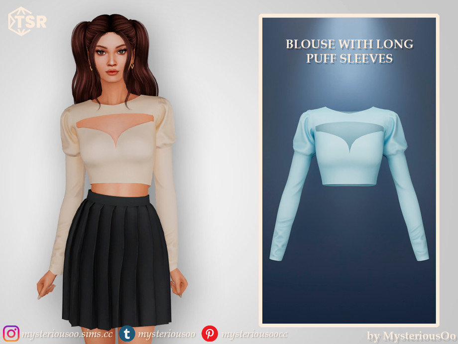 The Sims Resource - Blouse with long puff sleeves