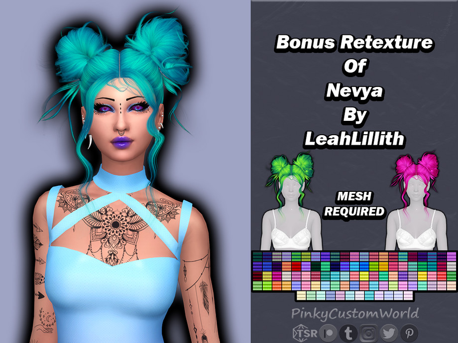 The Sims Resource | [PATREON] Bonus Retexture of Nevya hair by LeahLillith