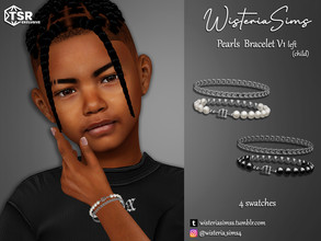 Sims 4 — Pearls Bracelet v1 for Children (left) by WisteriaSims — **FOR CHILDREN **NEW MESH *BOYS - Bracelet Category