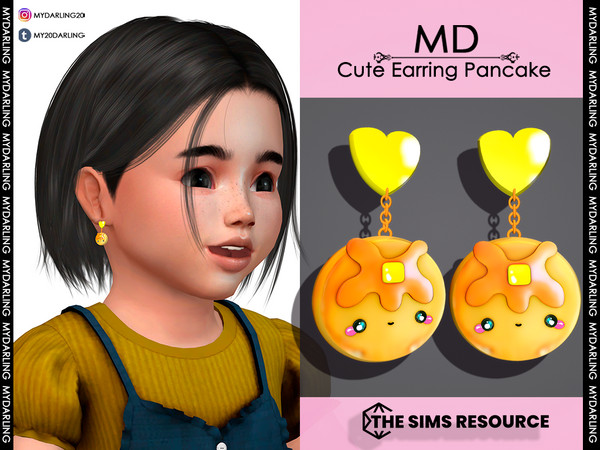 Sims 4 — Cute Earring Pancake Toddler by Mydarling20 — new mesh base game compatible all lods all maps 3 colors