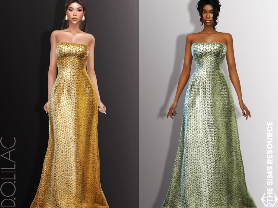 The Sims Resource - Strapless Metallic Gown DO799