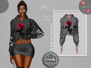 Sims 4 — SET 246 - Dragon Sweatshirt by Camuflaje — Fashion trendy street style set that includes a sweatshirt &