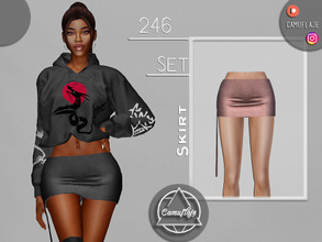 Sims 4 — SET 246 - Skirt by Camuflaje — Fashion trendy street style set that includes a sweatshirt & skirt ** Part of