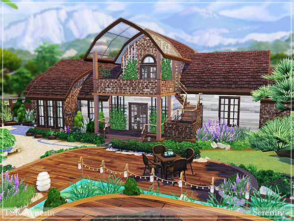 Sims 4 — Serenity (no cc) by Agnezin — Charming idyllic villa for a family with children. It has three bedrooms and one