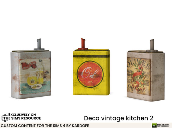 Sims 4 — Deco vintage kitchen Oilcan by kardofe — Antique olive oil can, decorative, in three colour options