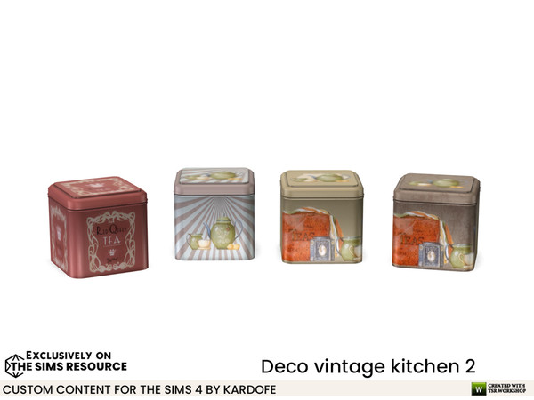 Sims 4 — Deco vintage kitchen Tea box by kardofe — Old metal tea box, decorative, in four colour options