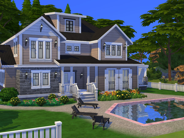 Sims 4 — Villa Mila by gabi892 — Family house on two floors On the first : Living room, kitchen and dining room, study