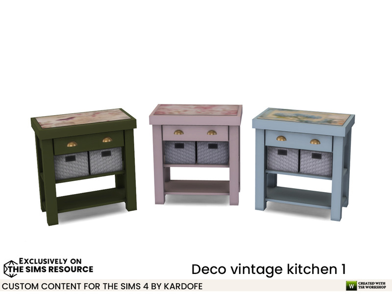 Sims 4 The Sims Resource | Deco vintage kitchen Side table by TSR Creator