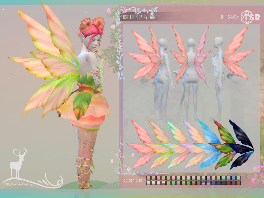 The side view of FlOS fairy wings with many different recolors and patterns. 