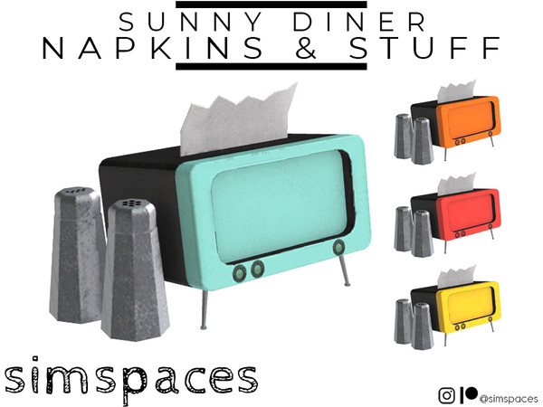 Sims 4 — Sunny Diner - napkins & stuff by simspaces — Part of the Sunny Diner set: It's like a little TV but instead