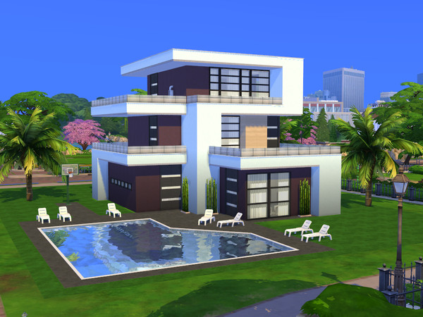 Sims 4 — Modern Villa ( No CC ) by gabi892 — Large Modern family house on two floors On the first floor open concept