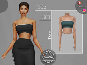 Sims 4 — SET 253 - Sporty Top by Camuflaje — Fashion trendy cute set that includes a sporty top & skirt ** Part of a
